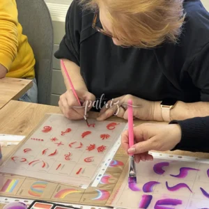 Ukázka z kurzu Malování na obličej pro skupinu účastníků. Workshop Facepainting pořádala Fajná chůva - Patrizia © patriz.art